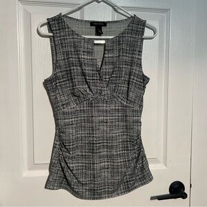 White House Black Market Black and White Sleeveless Blouse